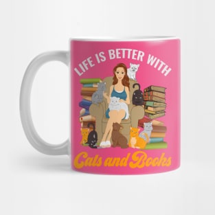 Life is better with cat and book Mug